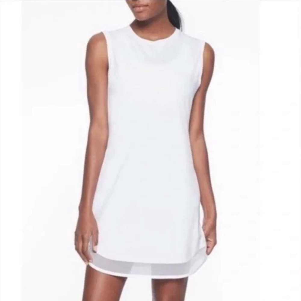 Athleta Dress Med White Sunlover UPF 50+ Athletic Shirtdress Mesh Hem Sleeveless - Picture 2 of 6